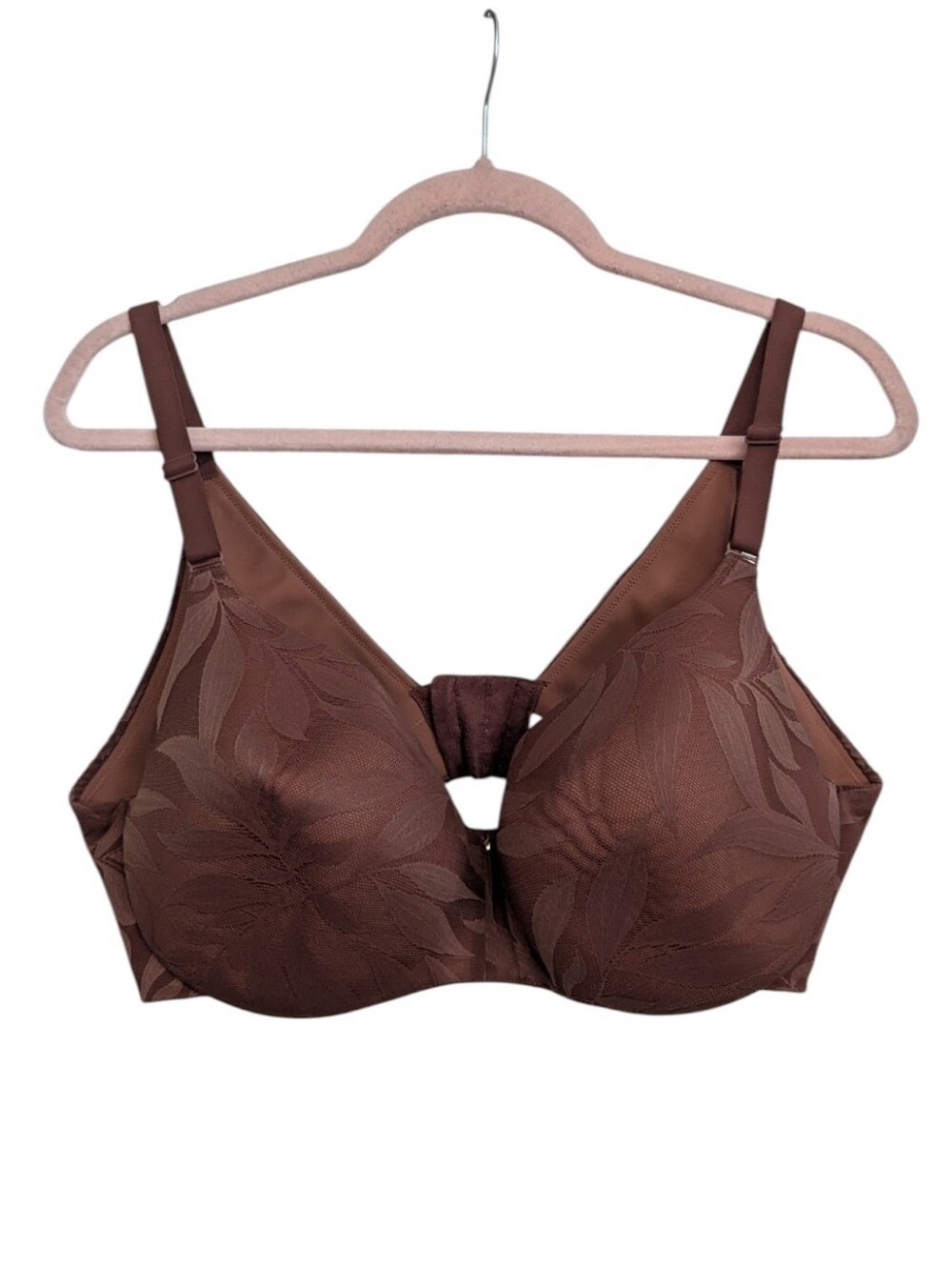 Cacique Balconetta Lightly Lined Full Coverare Bra Brown Floral 38DDD